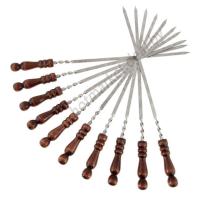 Шампуры с деревянной ручкой дл.87 см профессиональные, С ЗАКЛЕПКОЙ