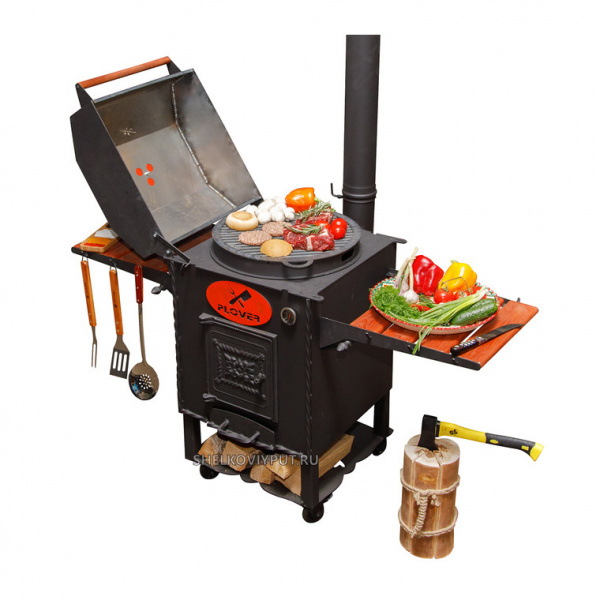Очаг для казана "PLOVER" 5мм, гриль, мангал cо стеклянной дверцей