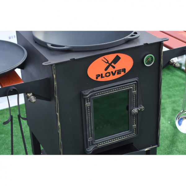 Очаг для казана "PLOVER" 5мм, гриль, мангал cо стеклянной дверцей