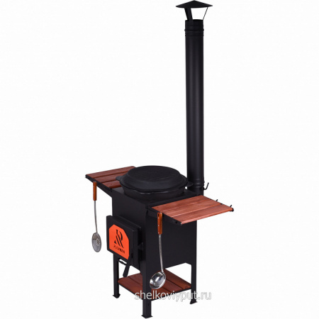 Печь "Plovman" + Казан узбекский 12л с крышкой-сковородой (плоское дно)