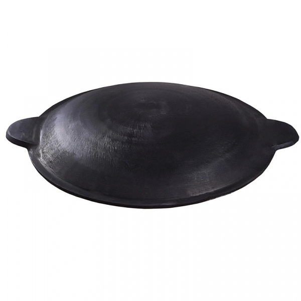 Казан узбекский чугунный 12л круглое дно с крышкой САДЖ-сковородой