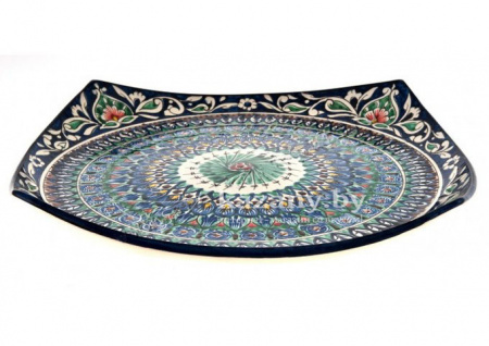 Блюдо для десертов малое "Риштан" 20х20см. Узбекская посуда
