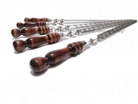 Шампуры для люля-кебаб дл.102см с деревянной ручкой профессиональные, С ЗАКЛЕПКОЙ