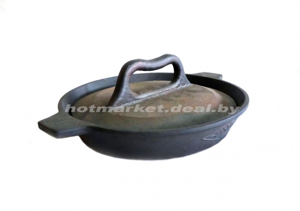 Сковорода гриль чугунная с прессом, д.290 мм