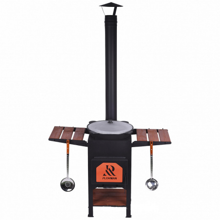 Печь "Plovman" + Казан узбекский 12л с крышкой (круглое дно)