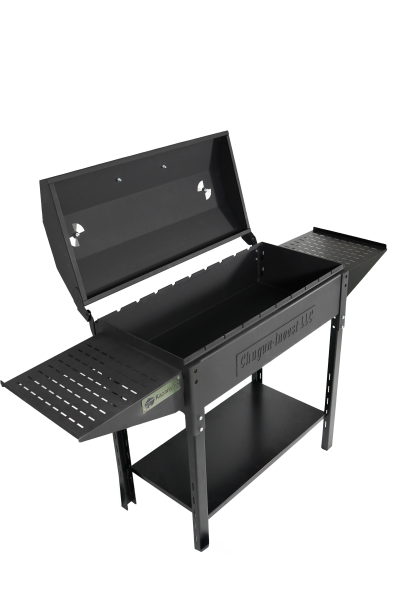 Мангал "Дачный BBQ" разборный с боковыми столиками и крышкой