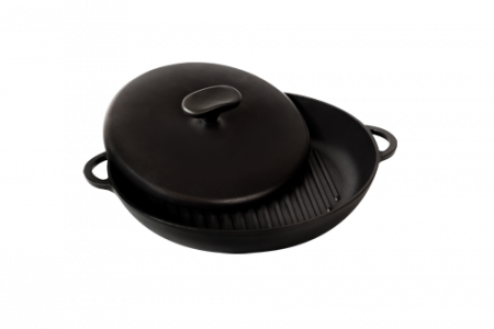 Сковорода гриль SYTON 340х40мм, круглая, с прессом