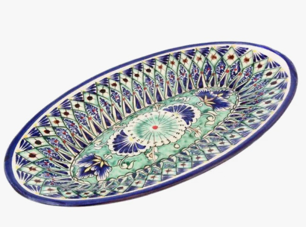 Блюдо овальное "Риштан", среднее
