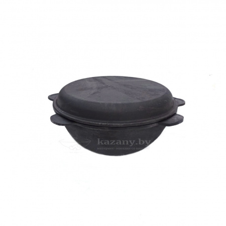 Казан узбекский чугунный 10л плоское дно с крышкой-сковородой