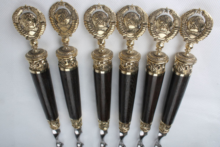 Набор шампуров с декоративным литьем и дер. ручкой "Back to USSR" (6 шт)