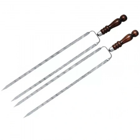 Шампуры с деревянной ручкой двойные кованные, дл.50см