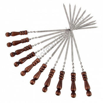 Шампуры с деревянной ручкой дл.62 см профессиональные, С ЗАКЛЕПКОЙ